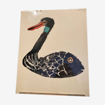 Poster "printed separately" signed André François representing a fish duck