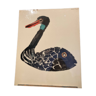 Poster "printed separately" signed André François representing a fish duck