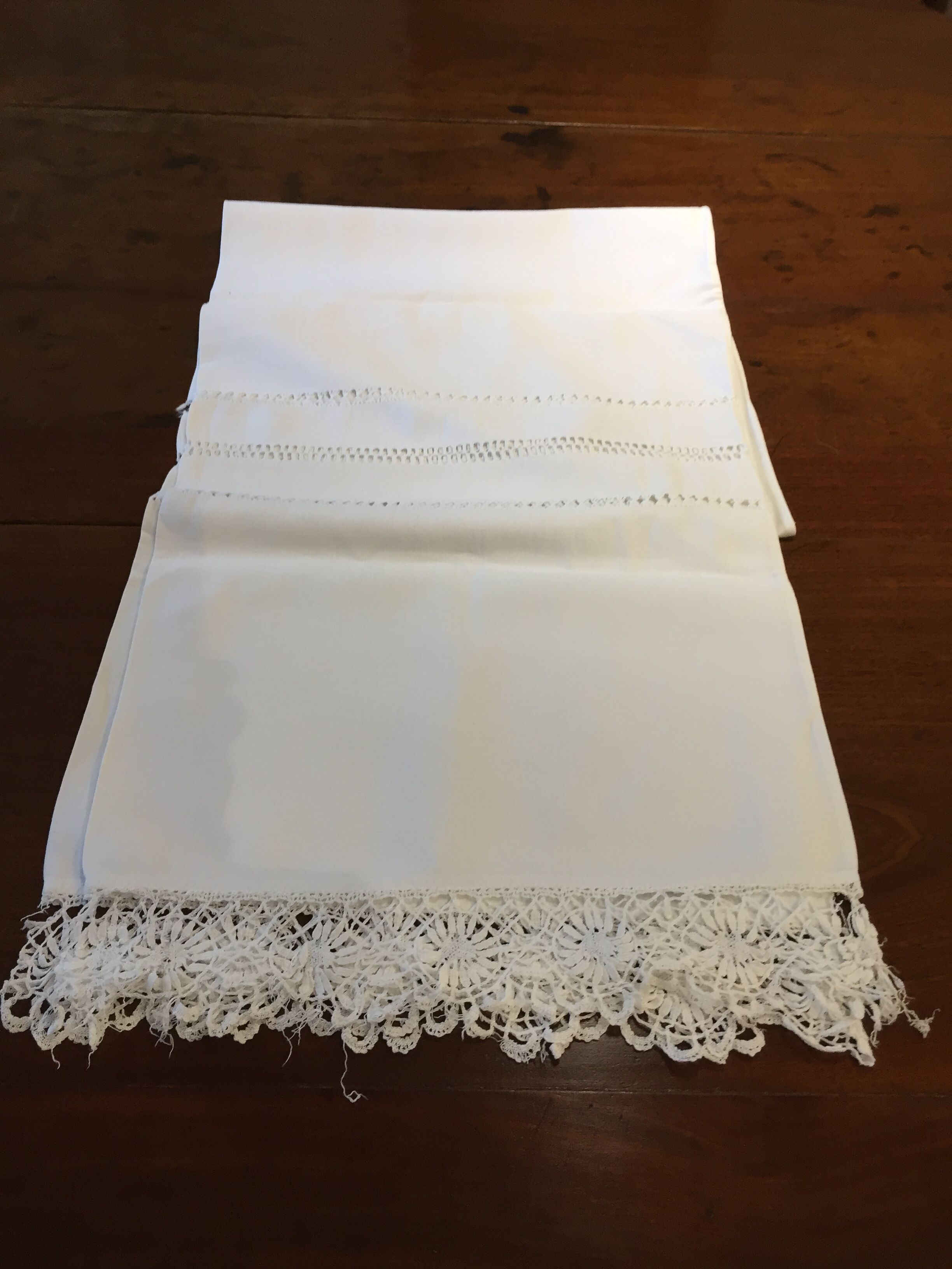 Cover of bolster old cotton and lace