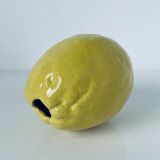 Lemon vase trompe l'oeil in natural glazed ceramic