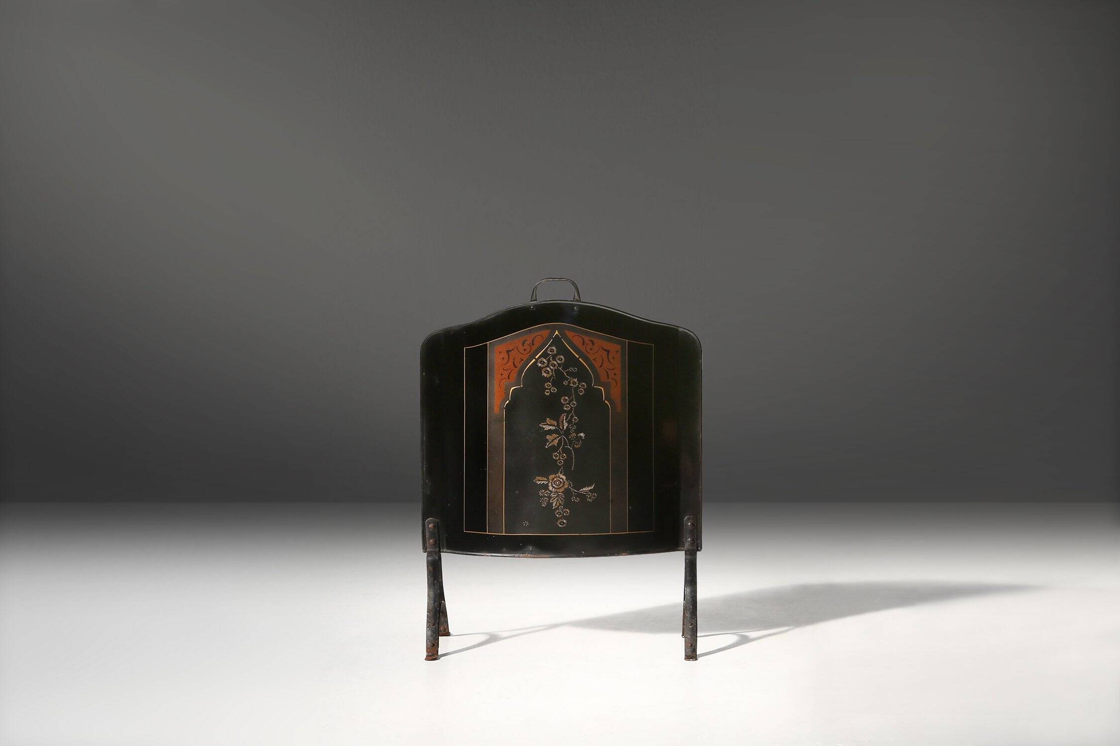 19th Century black Art Nouveau Fire Screen, Belgium