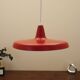 Danish red metal pendant lamp, industrial style, 1960s
