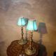 pair of chiselled bronze bedside lamps from 1900, silk shade and trim style