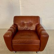 Vintage Danish mid-century Svend Skipper leather club chair 1970s