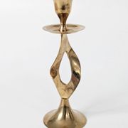 Set of 3 Vintage Twisted Brass Candle Holders, Midcentury