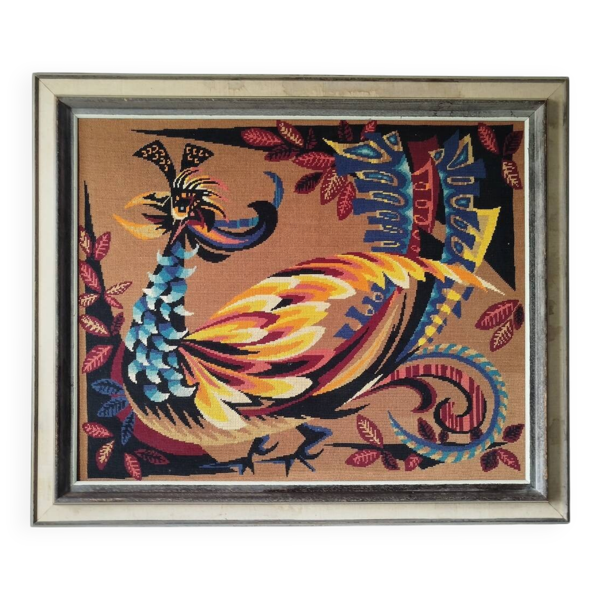Canevas ''l'oiseau d'or'' style Lurçat, Ledoux, années 70 — Beyit