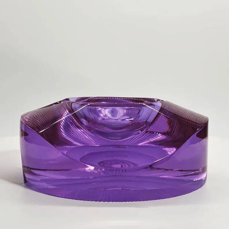 Rare Purple Glass Ashtray - Moser 1960s