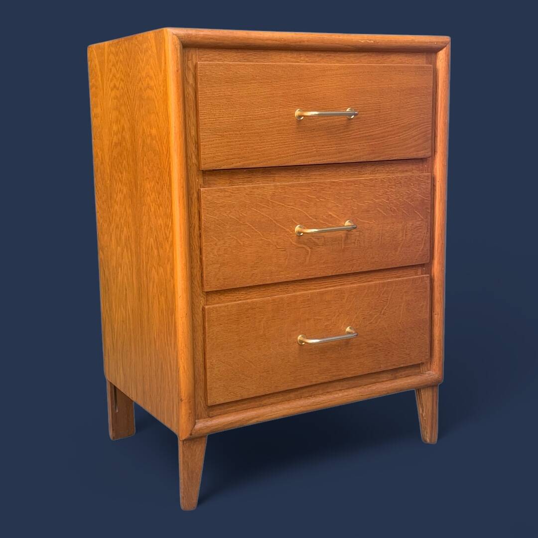 Vintage chest of drawers with oak compass legs, 1950s