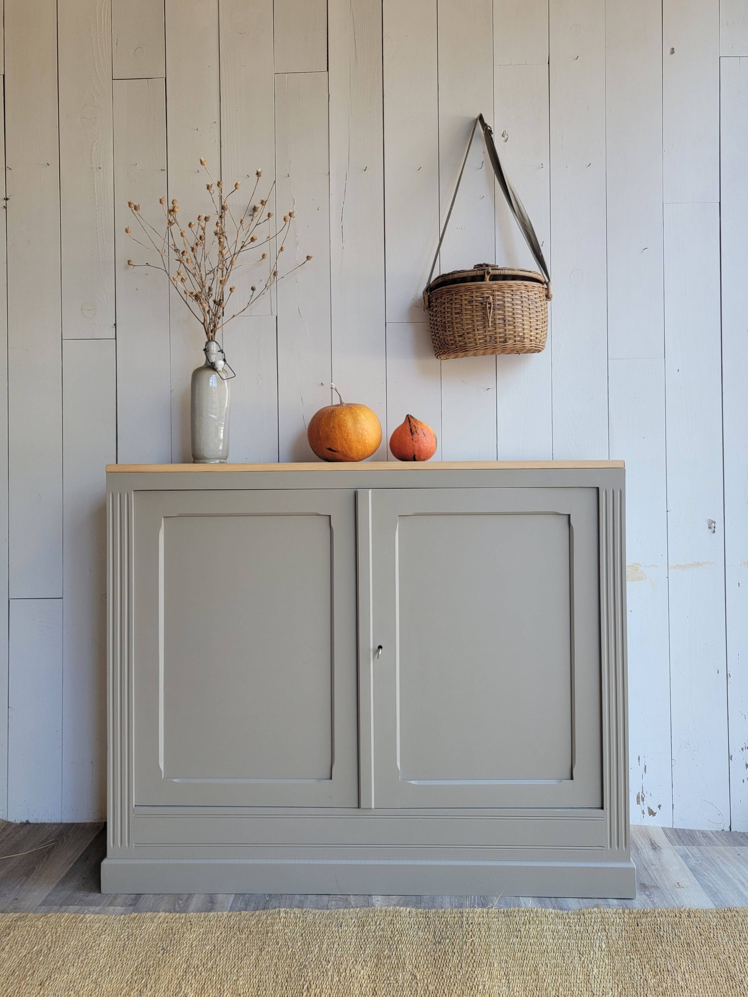 renovated wooden sideboard in brown