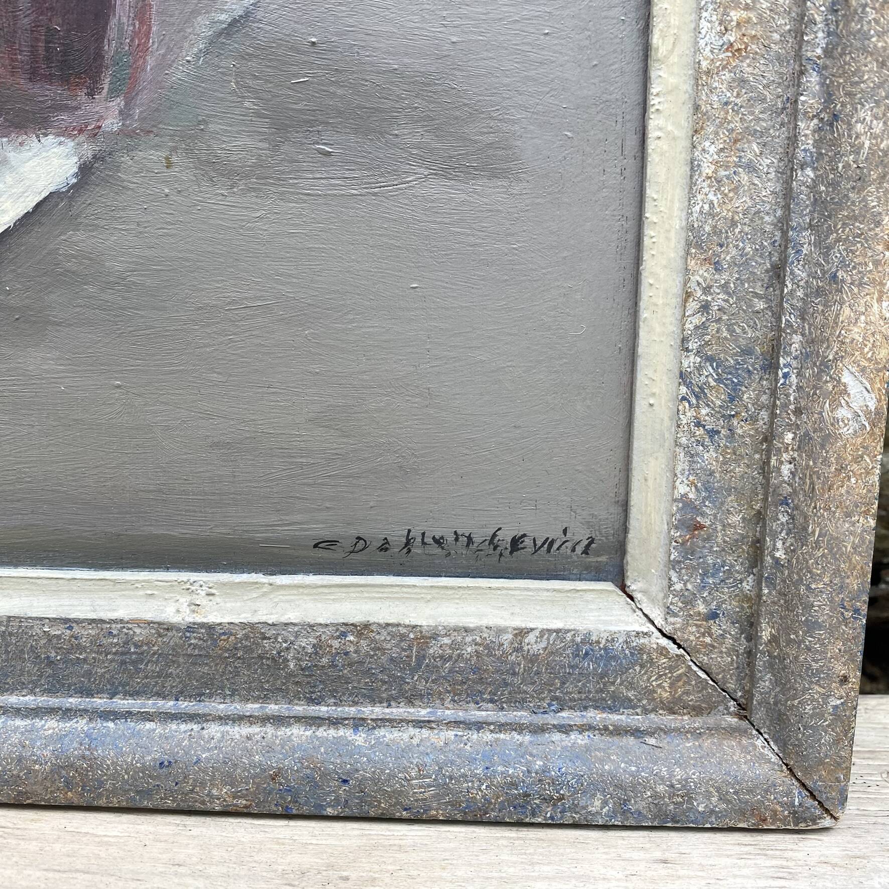 Old framed still life, oil on panel