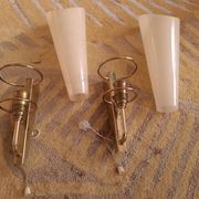 2 60's design wall lights in italian brass and glass