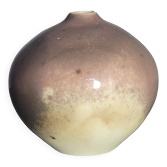 Fance Franck brown enameled ceramic ball vase