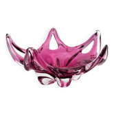Coupe d'Art organique Josef Hospodka - étoile fuchsia - Bohême 1960