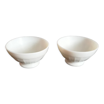 Duo bowls in white opaline - 70s