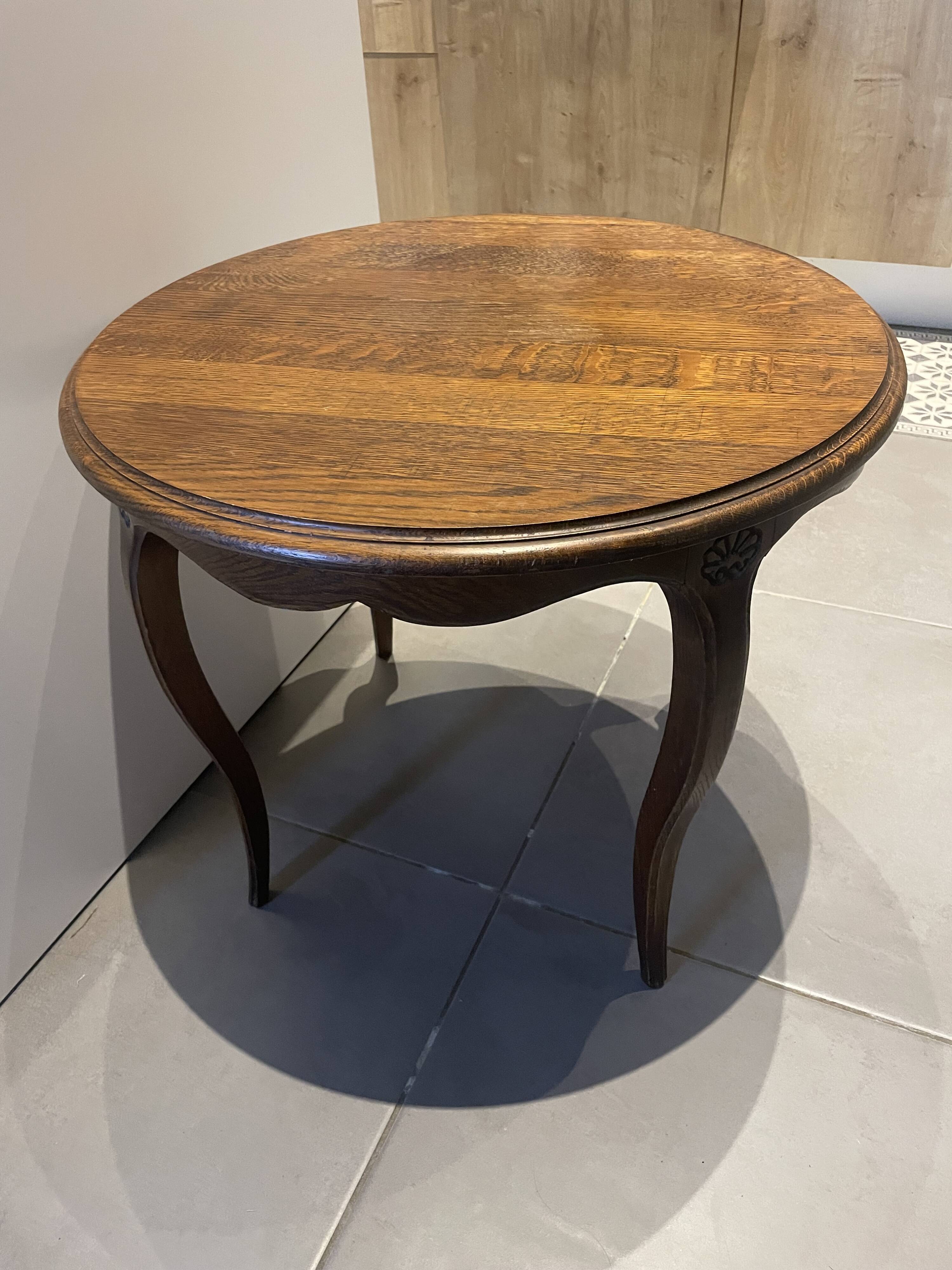 Table ronde table basse guéridon en bois vintage