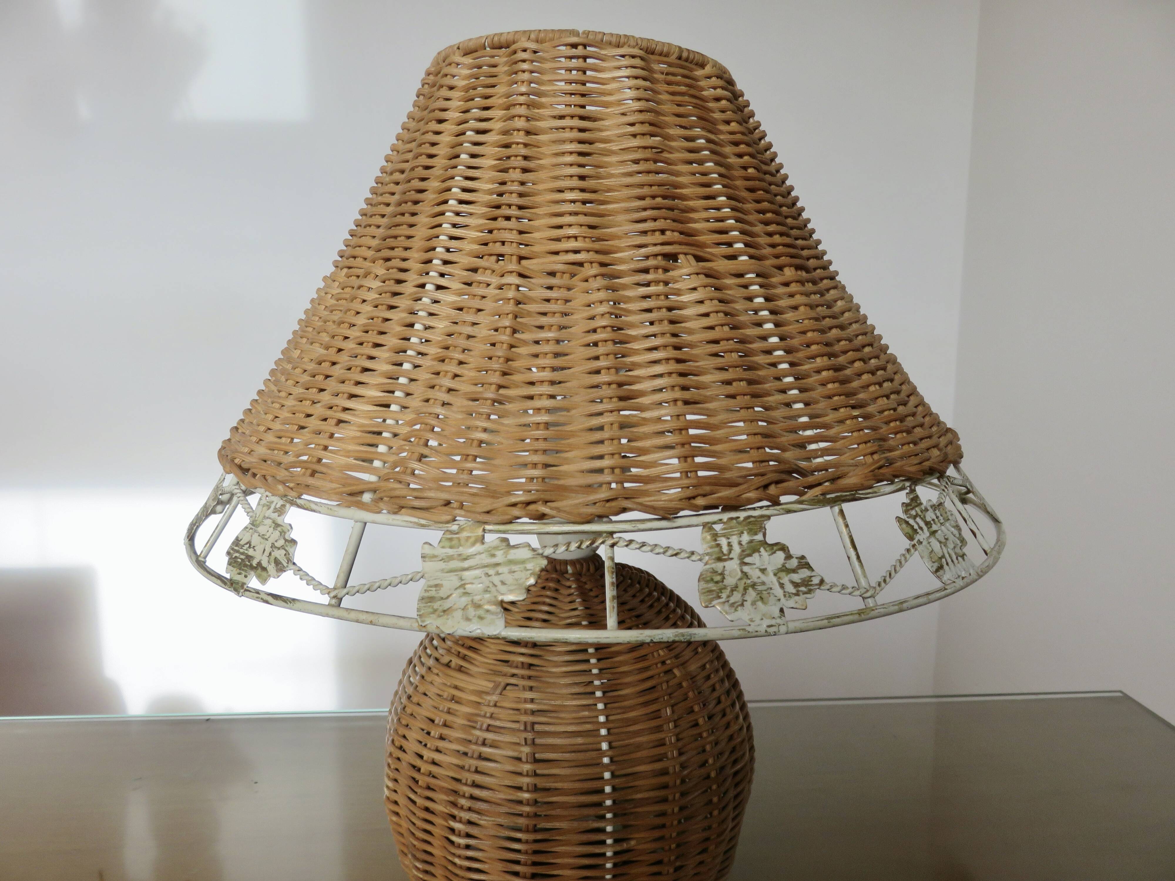 Pair of rattan lamps, 1980s