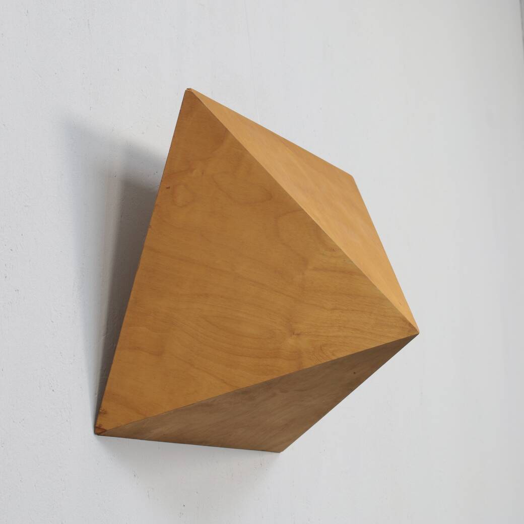 Plywood Pyramid Wall Sculpture – Geometric Hanging Art, Europe, 1970s