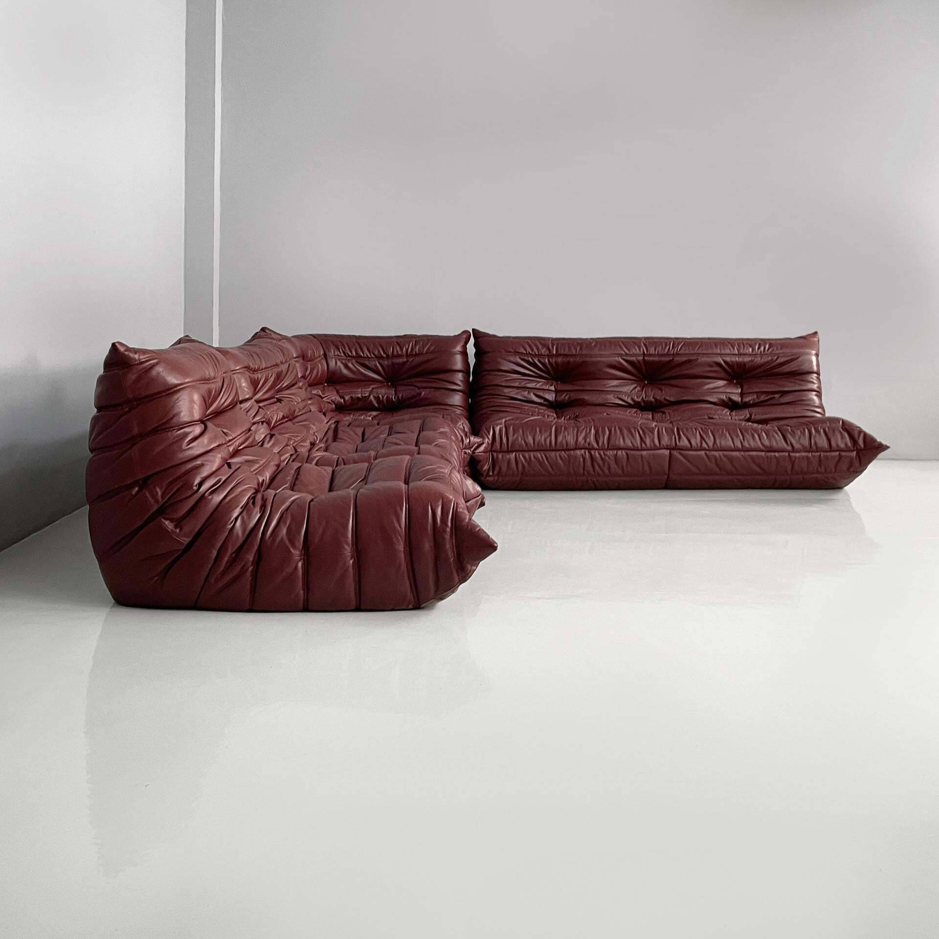 Modern French Togo leather sofa