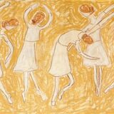 Painting titled "Five Ginger Hair Dancers"