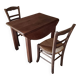 Petite table de ferme + 2 chaises en paille vintage