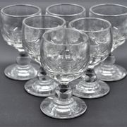 Old service of 6 wine glasses - crystal or cut glass - tableware