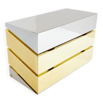 Commode chrome laiton 1972 Gabriella Crespi modèle Mr Mme