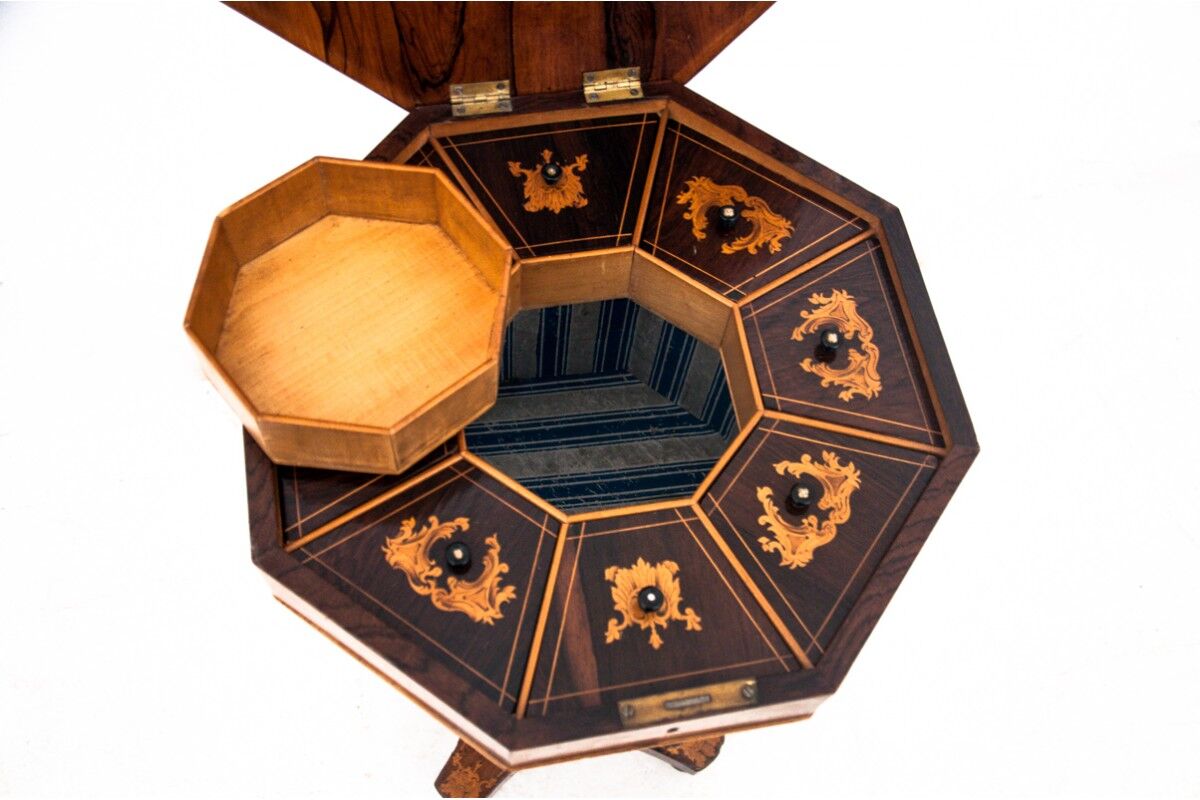 Antique thread table, Northern Europe, late 19th century.