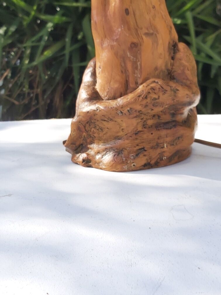 Vintage wood brutalist lamp 50s