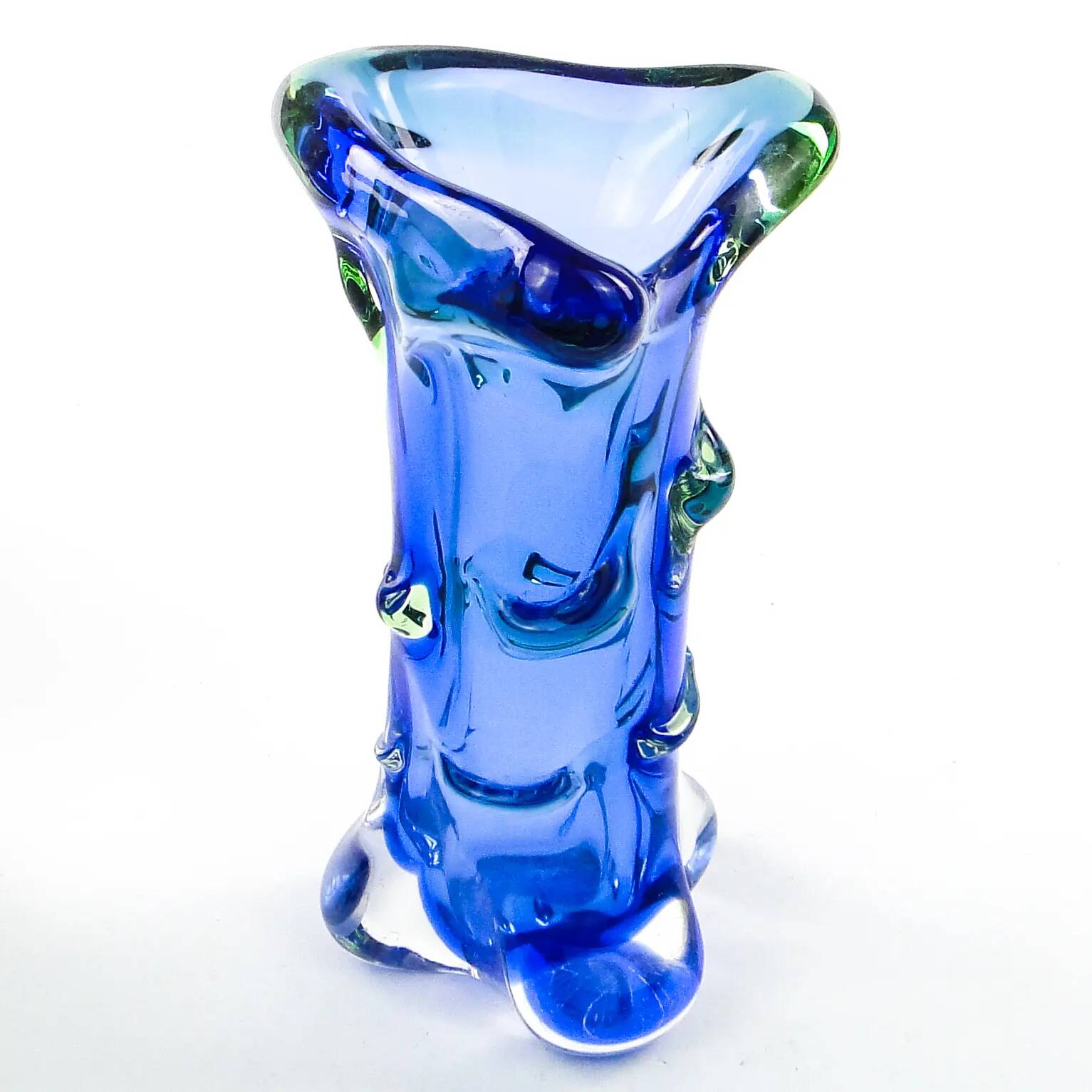Vase moderne du milieu du siècle, en verre, conçu par J. Hospodka, Tchécoslovaquie, années 1960.