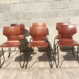 Set of 6 vintage sled chairs