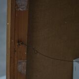 Mid-century pastel oil abstract painting, Danish artist, patinated wooden frame.