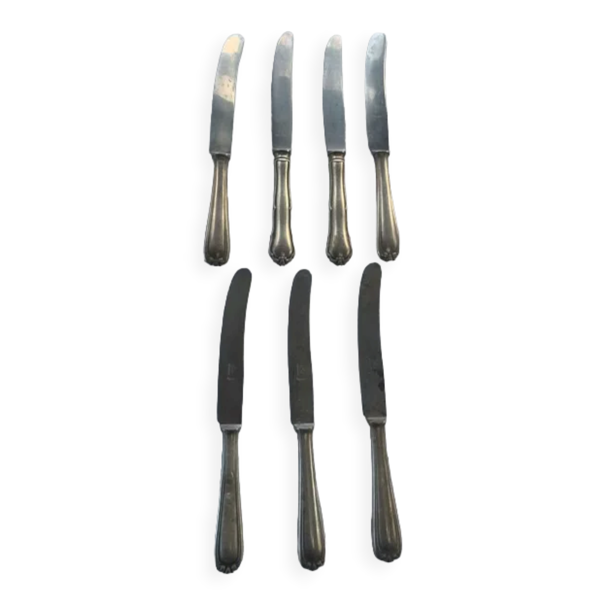 7 silver metal knives vdw Schwerte including an antique RJ monogram