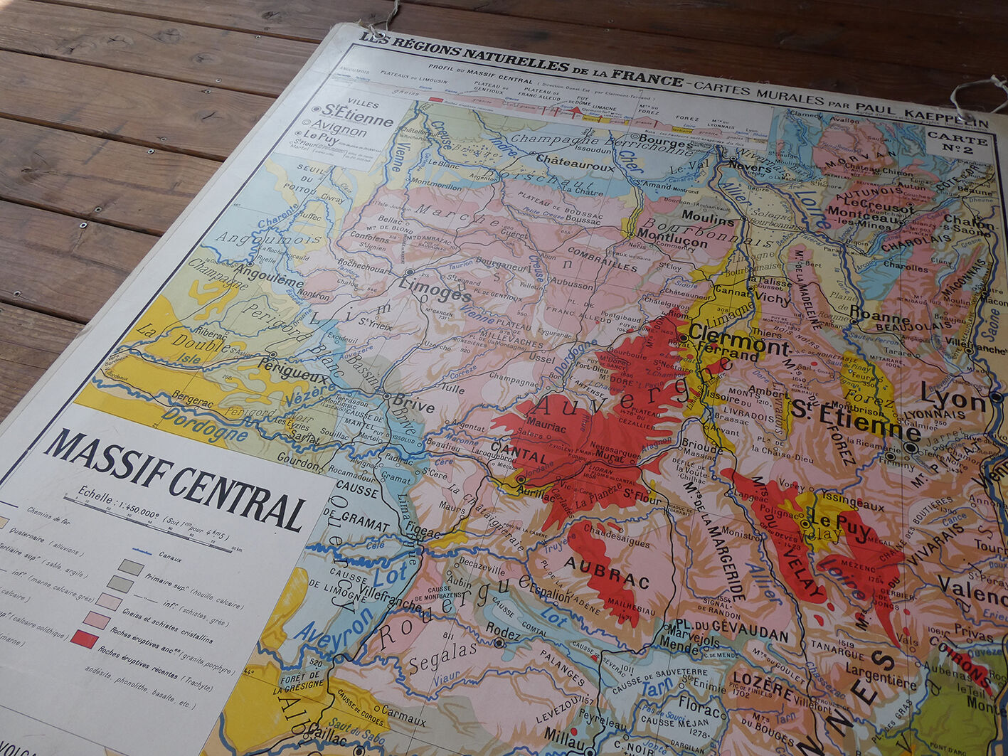 Old school map "Le Massif Central" No.2 Hatier