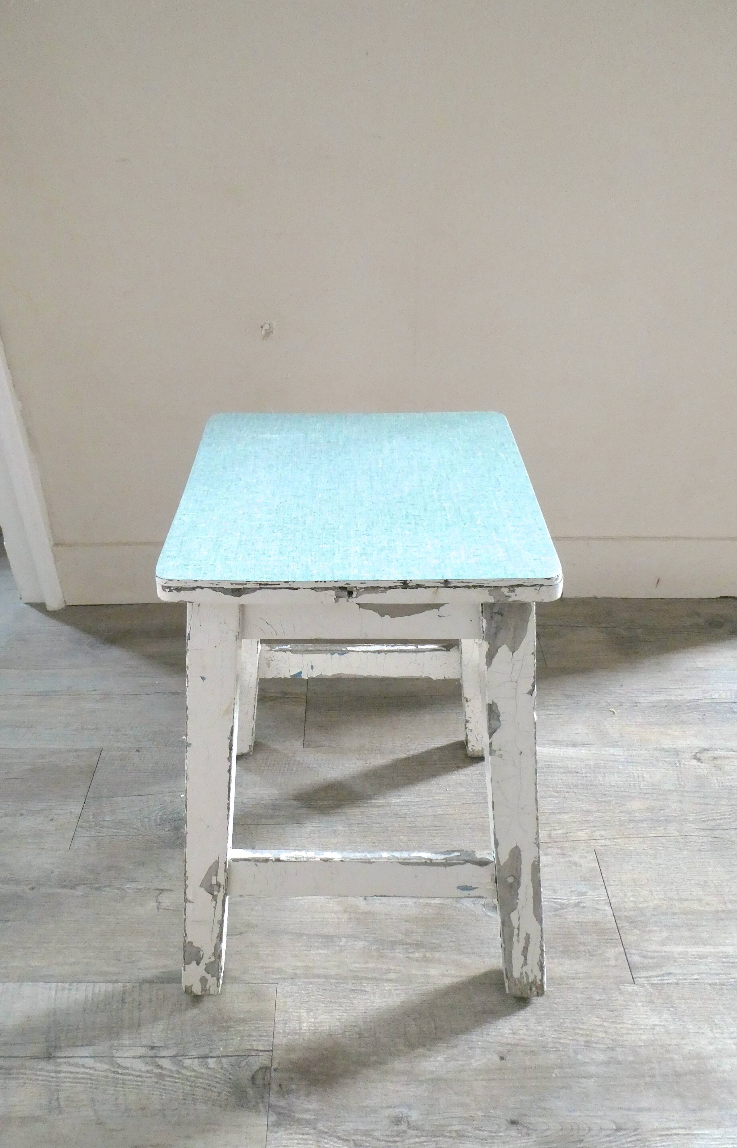 Stool with formica seat Mint green, years 50