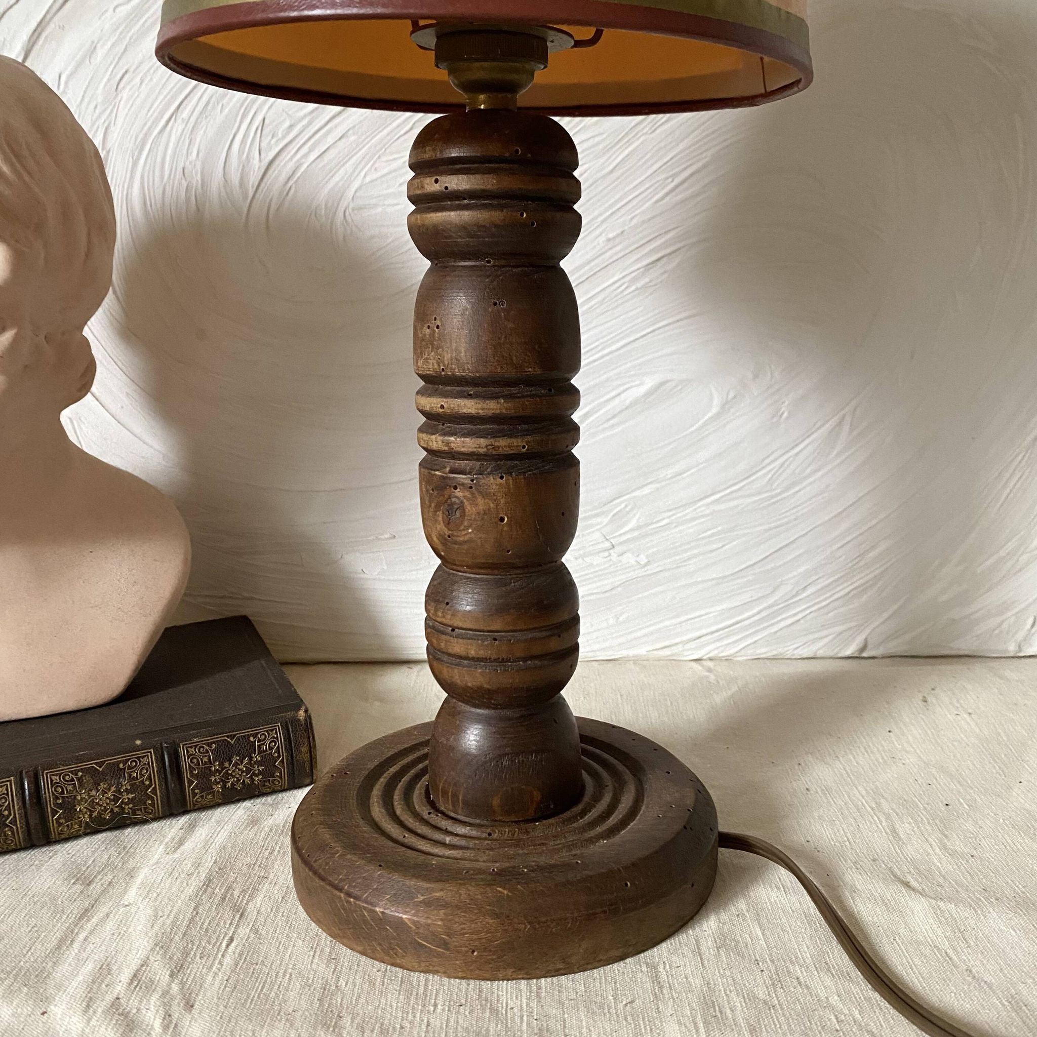 Wooden turned floor lamp, 1930s-40s.