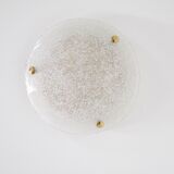 Ceiling lamp in watermarked glass & brass