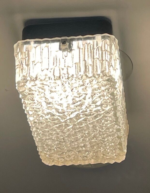 Aplique plafonnier en verre holophane industriel loft années 50 60 vintage 1950