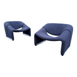 2x Artifort Groovy F598 by Pierre Paulin, Dark Blue, original