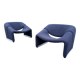 2x Artifort Groovy F598 by Pierre Paulin, Dark Blue, original