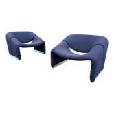 2x Artifort Groovy F598 van Pierre Paulin, Donkerblauw, origineel