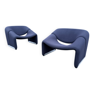 2x Artifort Groovy F598 by Pierre Paulin, Dark Blue, original