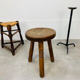 Brutalist tripod stool solid wood