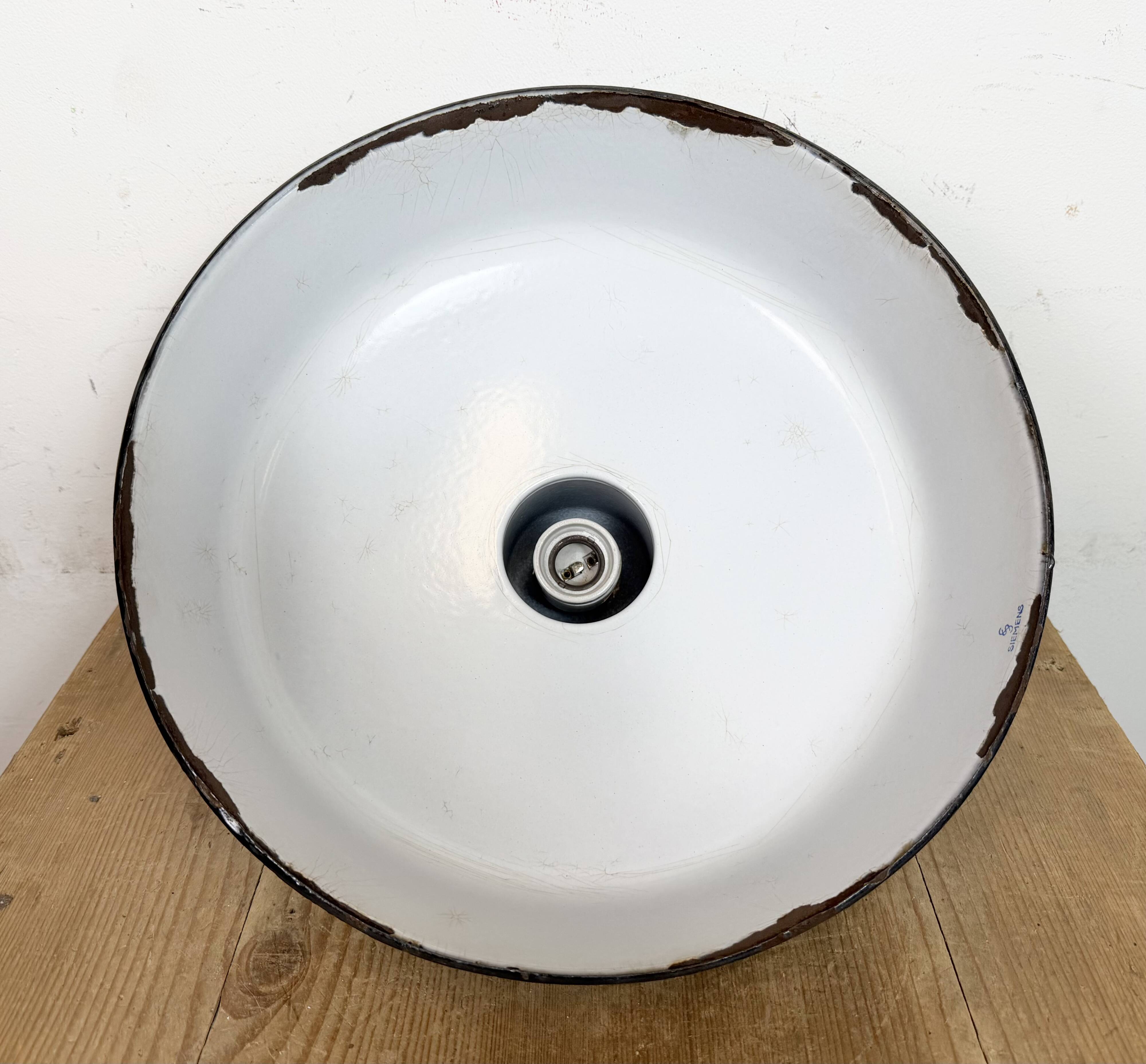 Industrial Grey Enamel Pendant Lamp from Siemens, 1930s