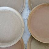 6 assiettes plates vintage grès