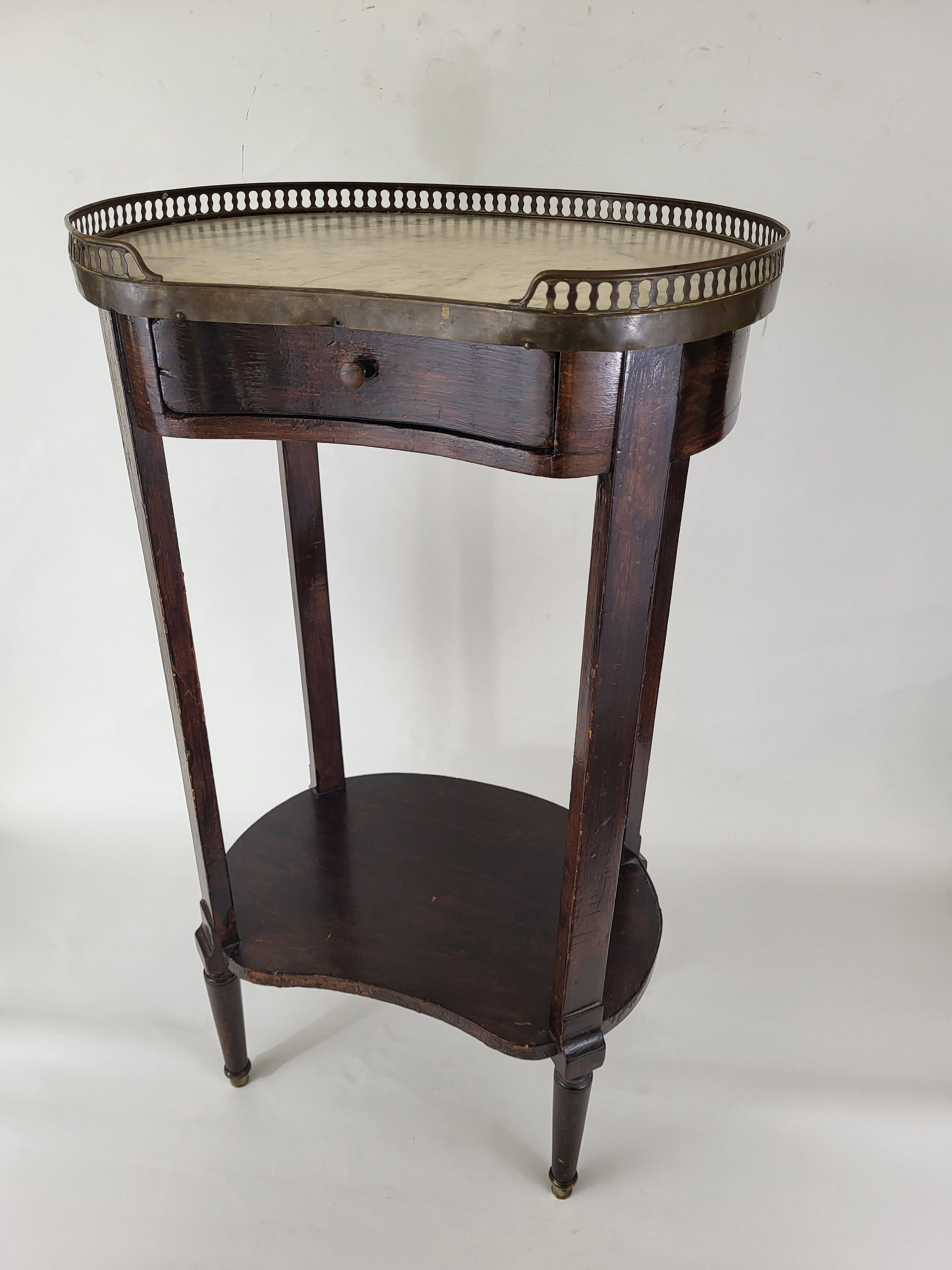 Side table bean in wood & marble
