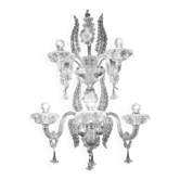 Venetian Imperial Trasparent Murano Glass Floreal Wall Sconce