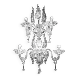 Applique murale florale en verre de Murano transparent impérial vénitien