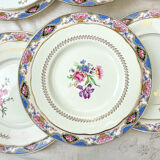 Set of 6 porcelain plates and 6 small mismatched vintage plates ~ Dinner service for 6 people ~