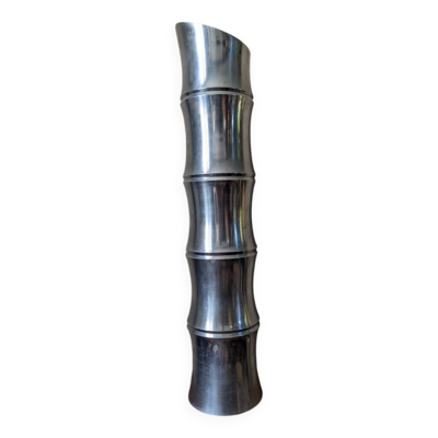 Vase bambou vintage années 80 fonte d'aluminium design contemporain