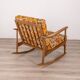 Chaise à bascule vintage des années 60 en bois et tissu, design italien